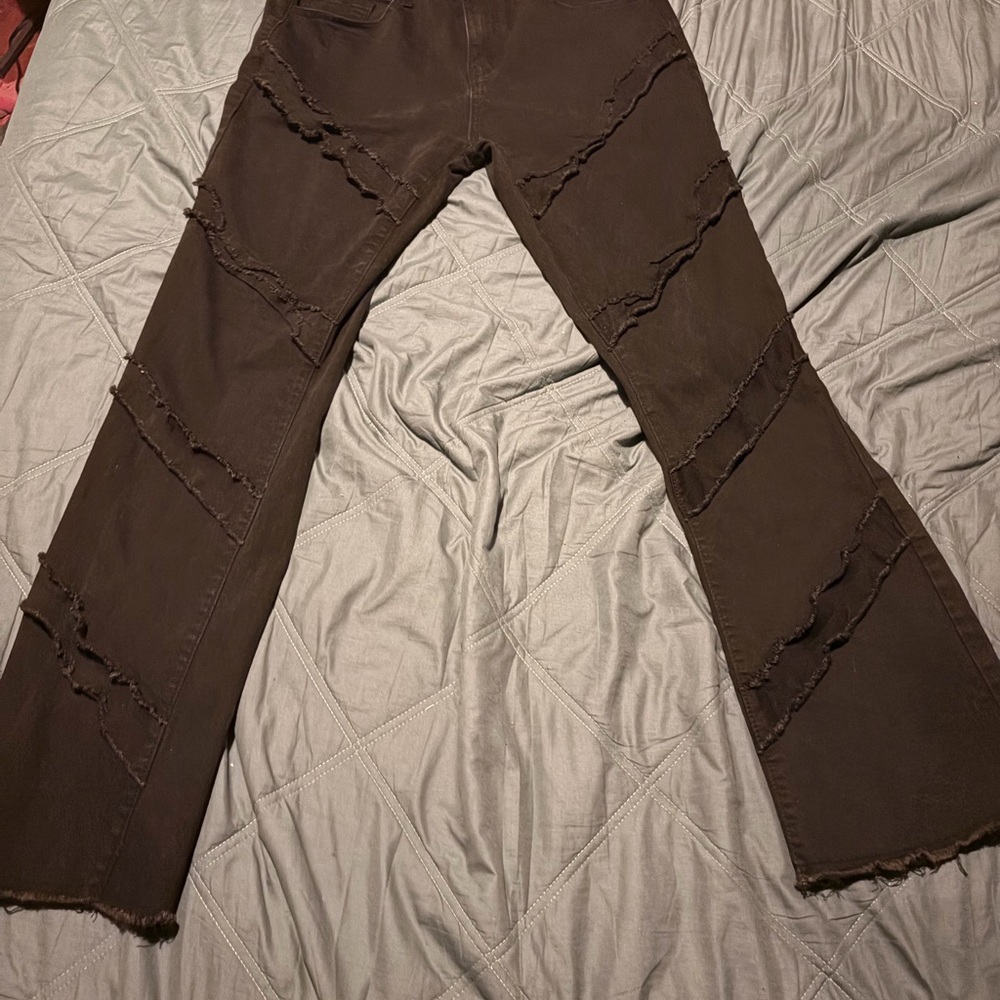 Distressed Black stacked jeans